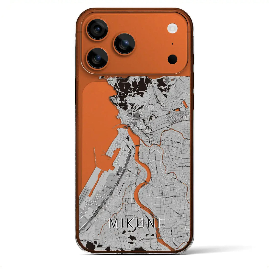 【三国（福井県）】地図柄iPhoneケース（クリアタイプ）モノトーン・iPhone 17 Pro Max 用