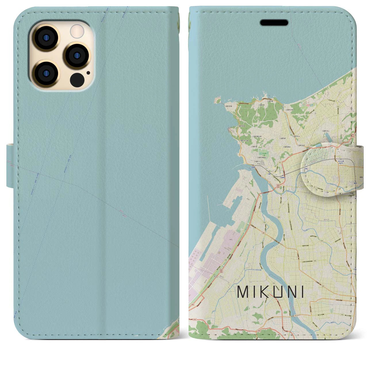 【三国（福井県）】地図柄iPhoneケース（手帳タイプ）