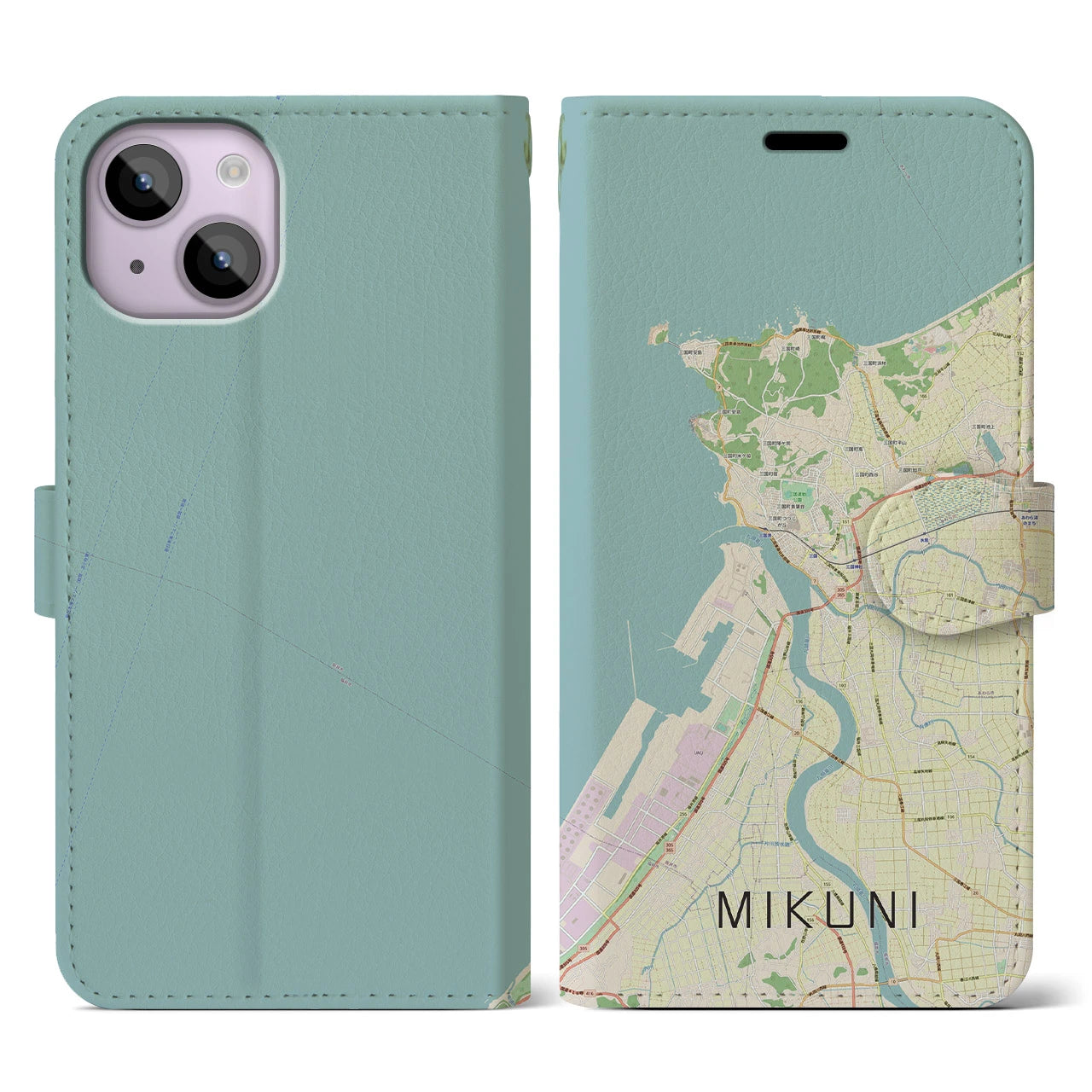 【三国（福井県）】地図柄iPhoneケース（手帳タイプ）