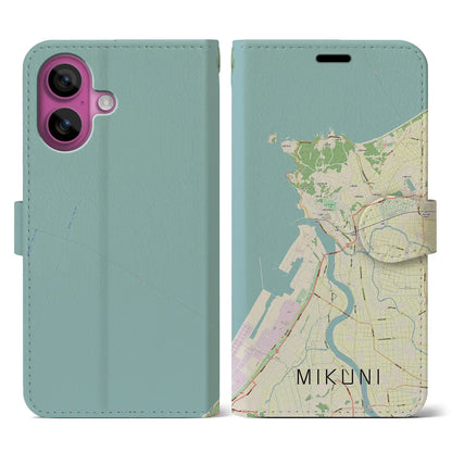 【三国（福井県）】地図柄iPhoneケース（手帳タイプ）ナチュラル・iPhone 16 Pro 用