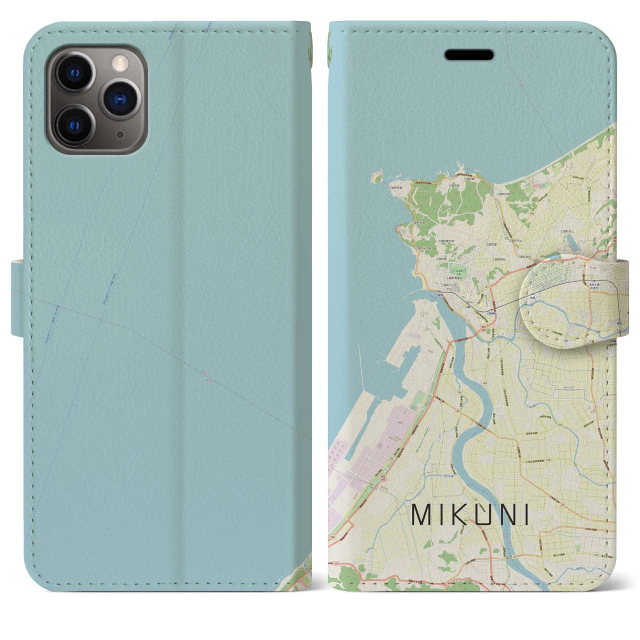 【三国（福井県）】地図柄iPhoneケース（手帳タイプ）