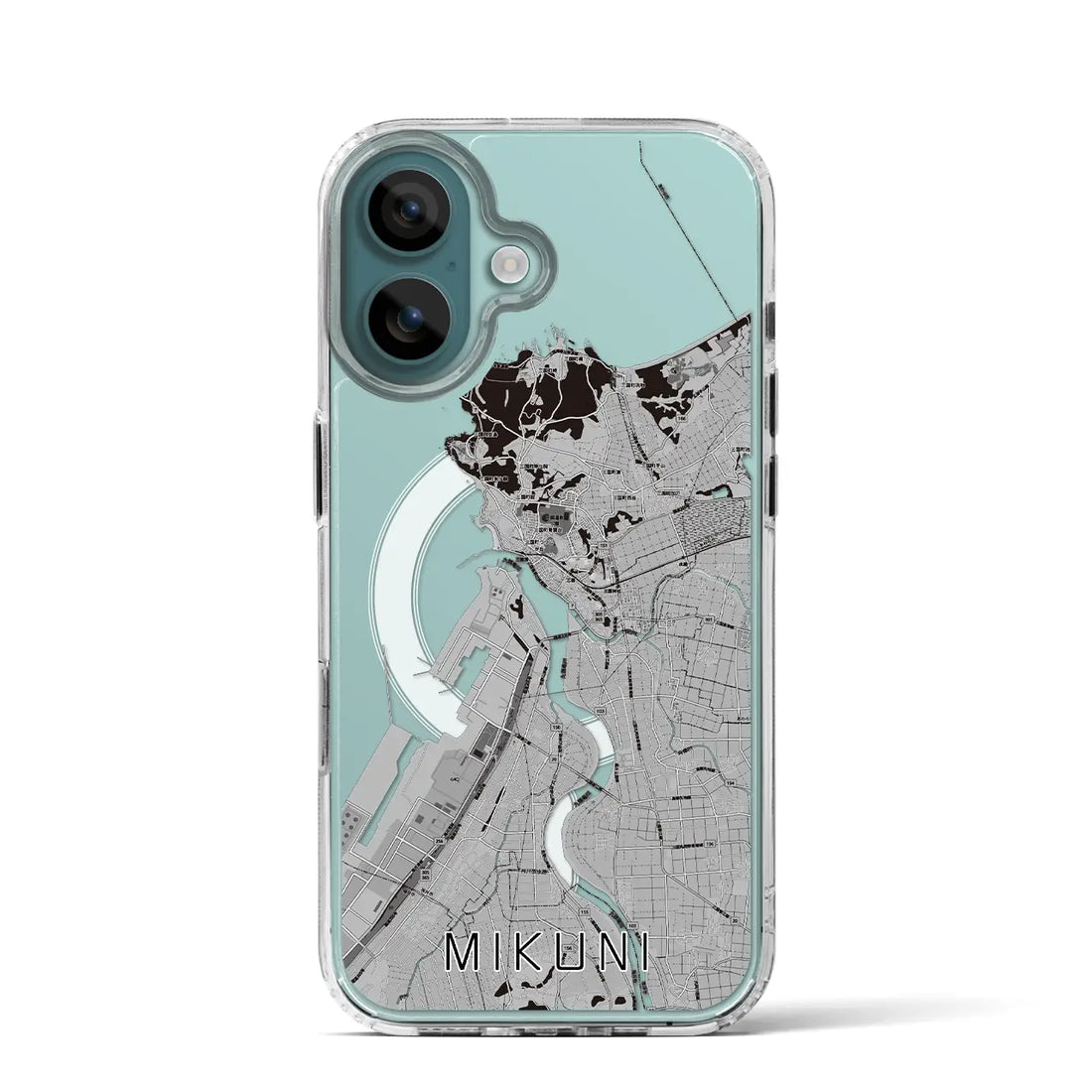 【三国（福井県）】地図柄iPhoneケース（MagSafeタイプ）モノトーン・iPhone 16 Pro 用