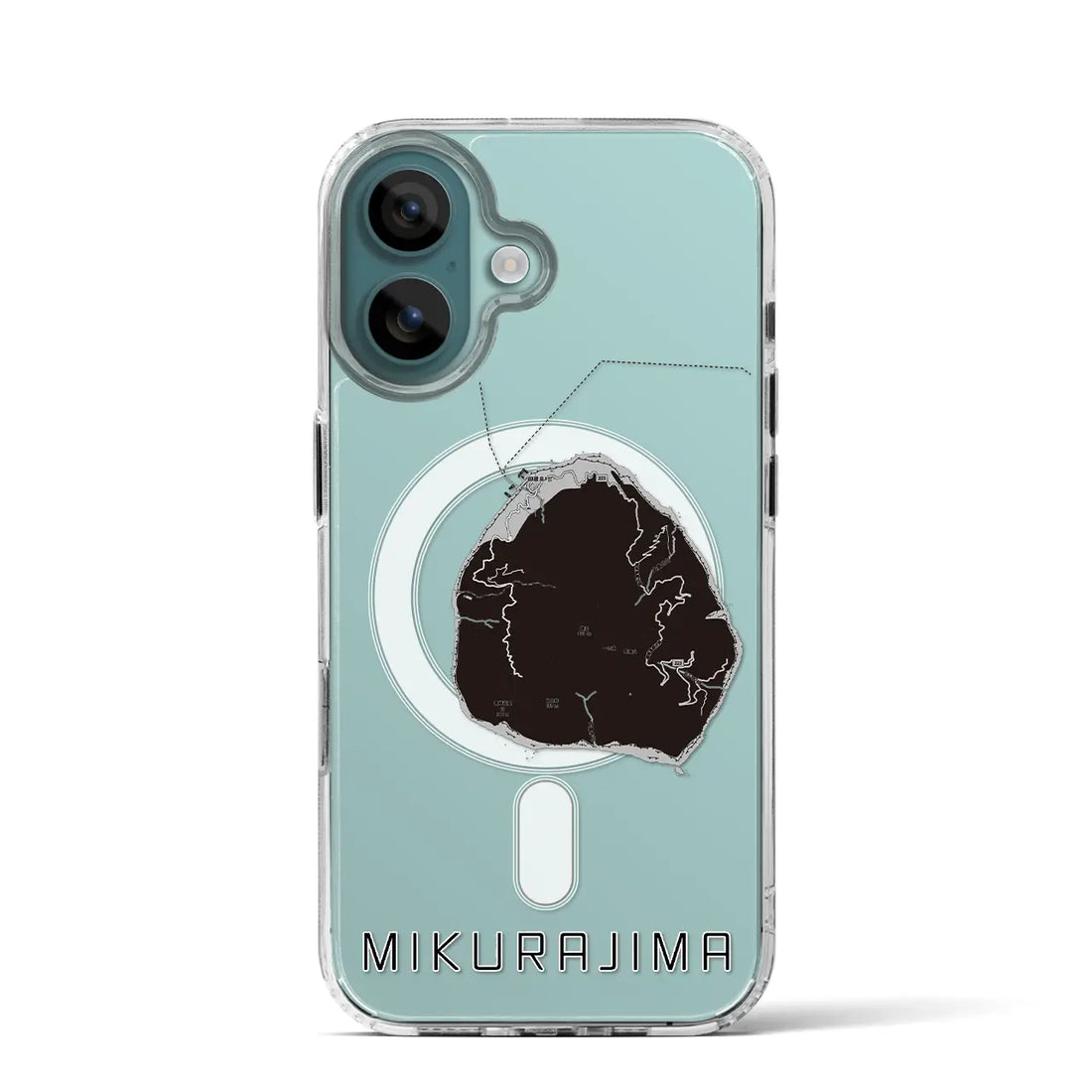 【御蔵島(東京都)】地図柄iPhoneケース(MagSafeタイプ)モノトーン・iPhone 16 Pro 用