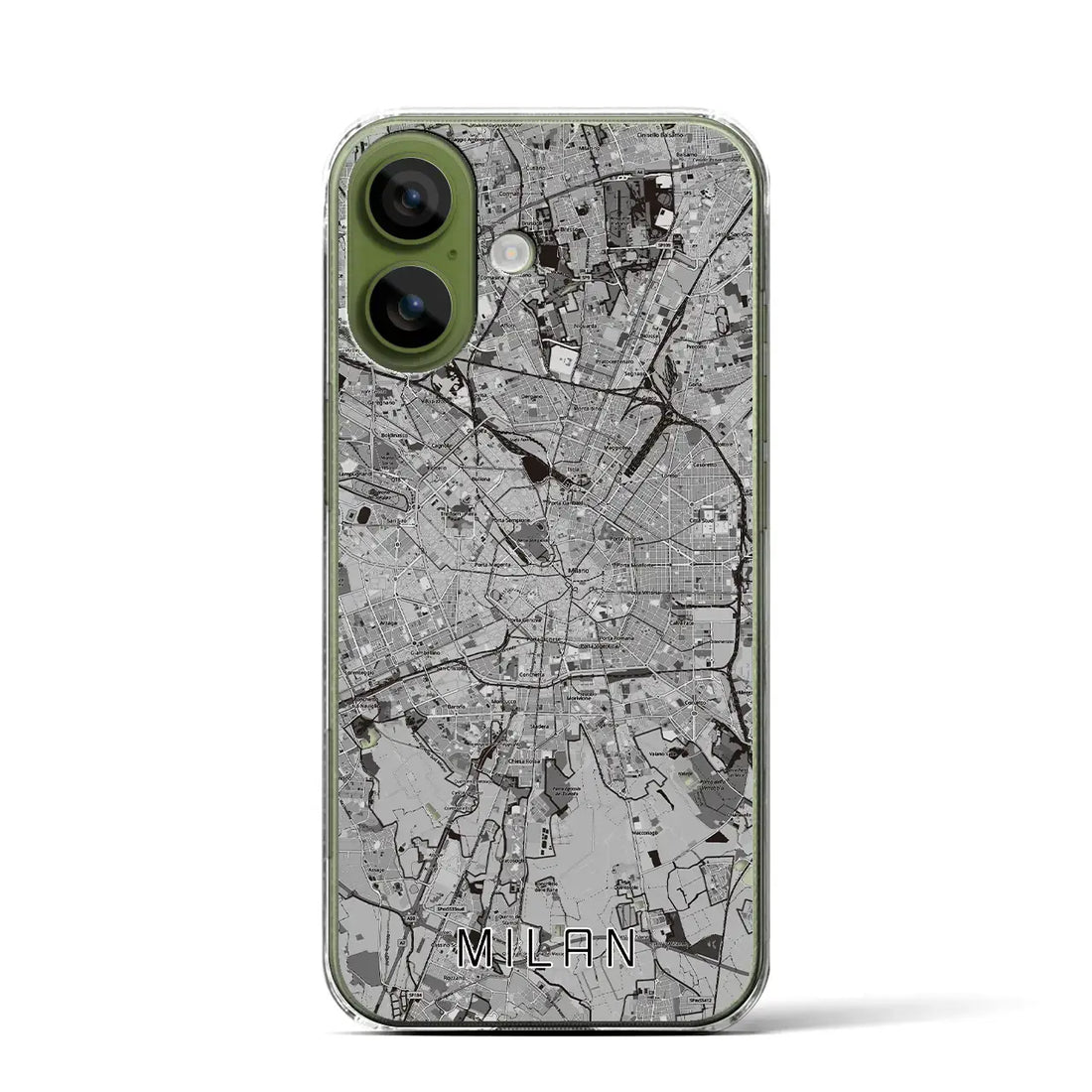【ミラノ（イタリア）】地図柄iPhoneケース（クリアタイプ）モノトーン・iPhone 17 Pro Max 用
