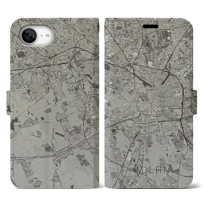 【ミラノ（イタリア）】地図柄iPhoneケース（手帳タイプ）