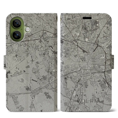 【ミラノ（イタリア）】地図柄iPhoneケース（手帳タイプ）