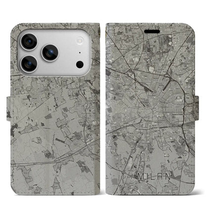 【ミラノ（イタリア）】地図柄iPhoneケース（手帳タイプ）