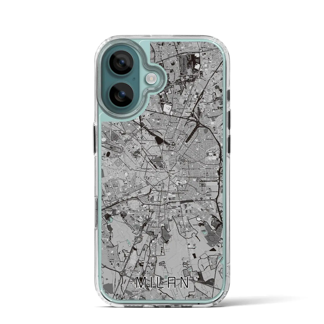 【ミラノ（イタリア）】地図柄iPhoneケース（MagSafeタイプ）モノトーン・iPhone 16 Pro 用