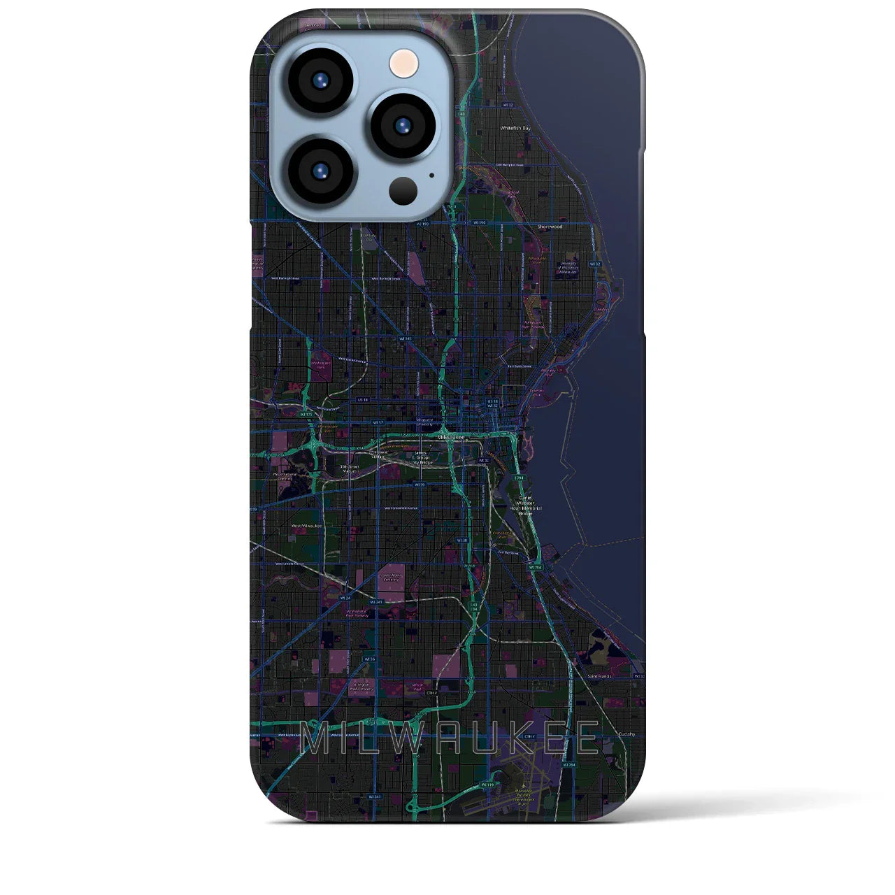 【ミルウォーキー（アメリカ）】地図柄iPhoneケース（バックカバータイプ）