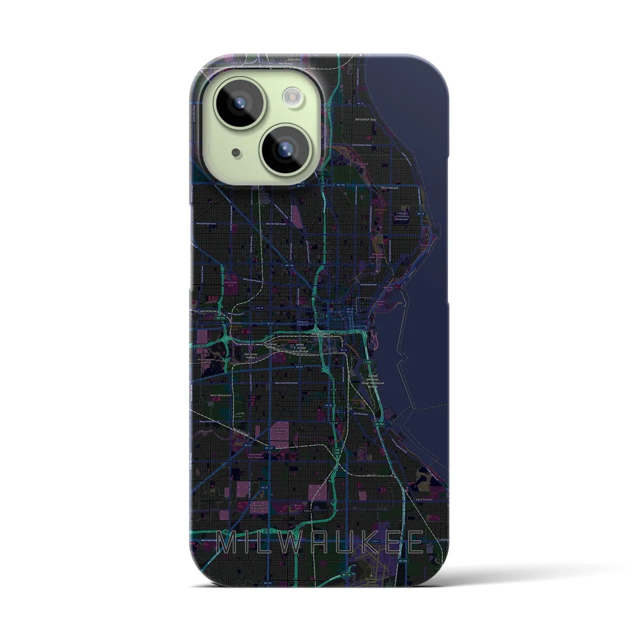【ミルウォーキー（アメリカ）】地図柄iPhoneケース（バックカバータイプ）