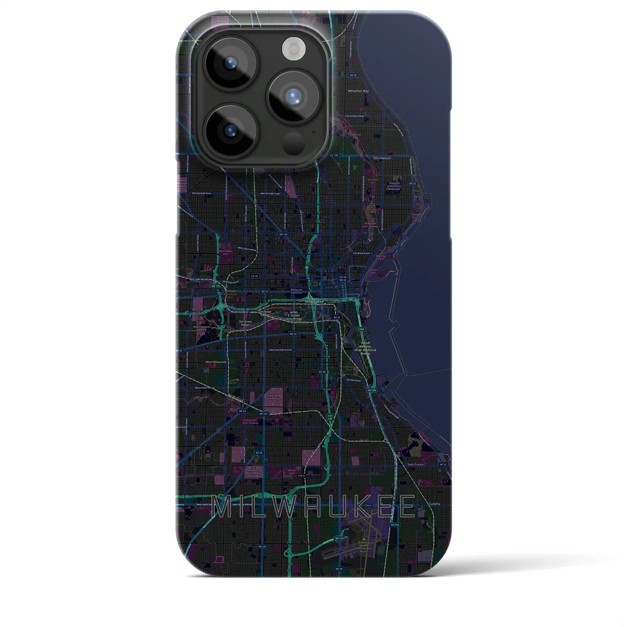 【ミルウォーキー（アメリカ）】地図柄iPhoneケース（バックカバータイプ）