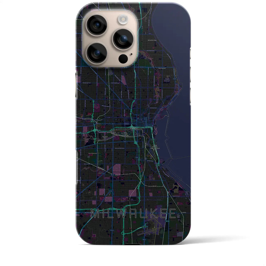 【ミルウォーキー（アメリカ）】地図柄iPhoneケース（バックカバータイプ）