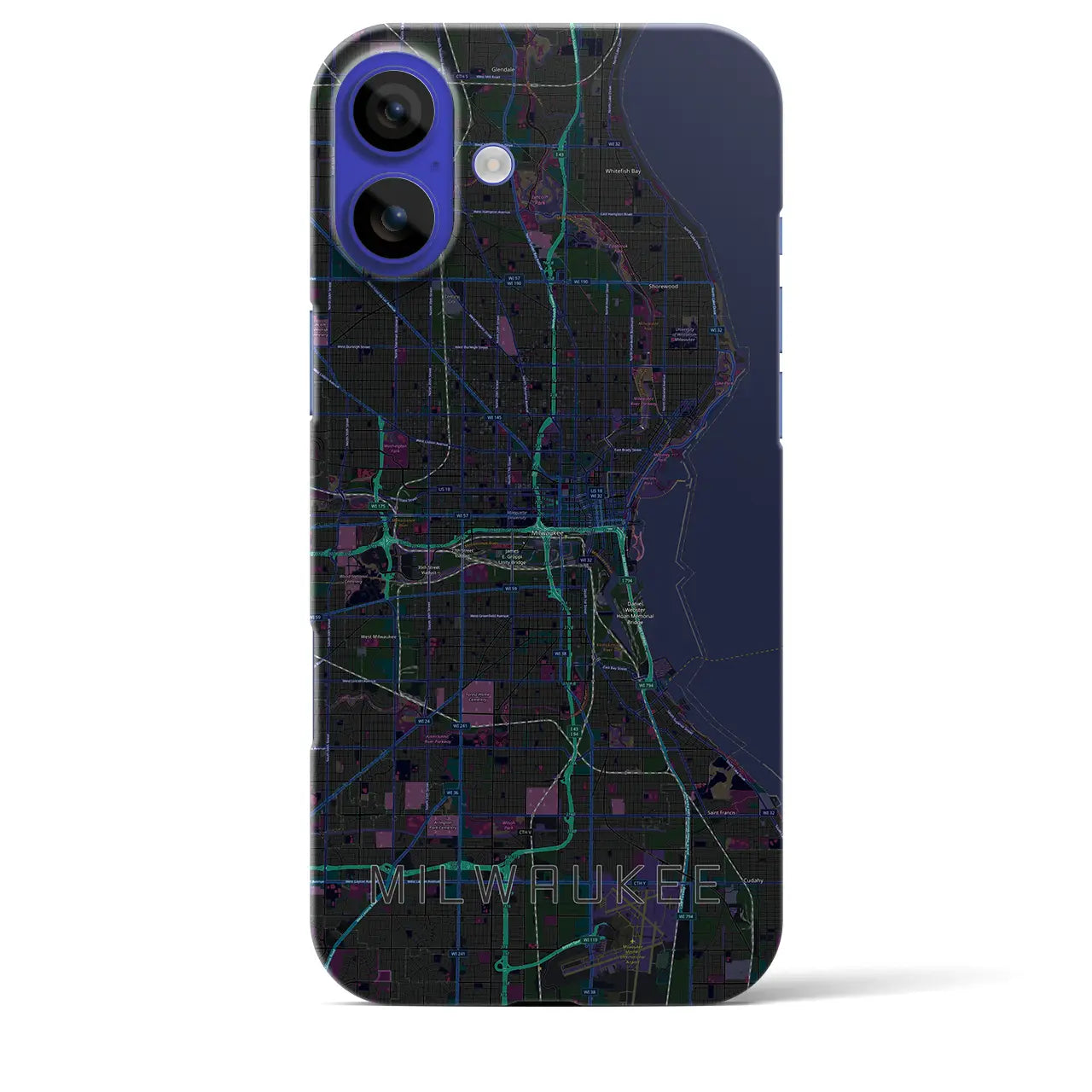 【ミルウォーキー（アメリカ）】地図柄iPhoneケース（バックカバータイプ）