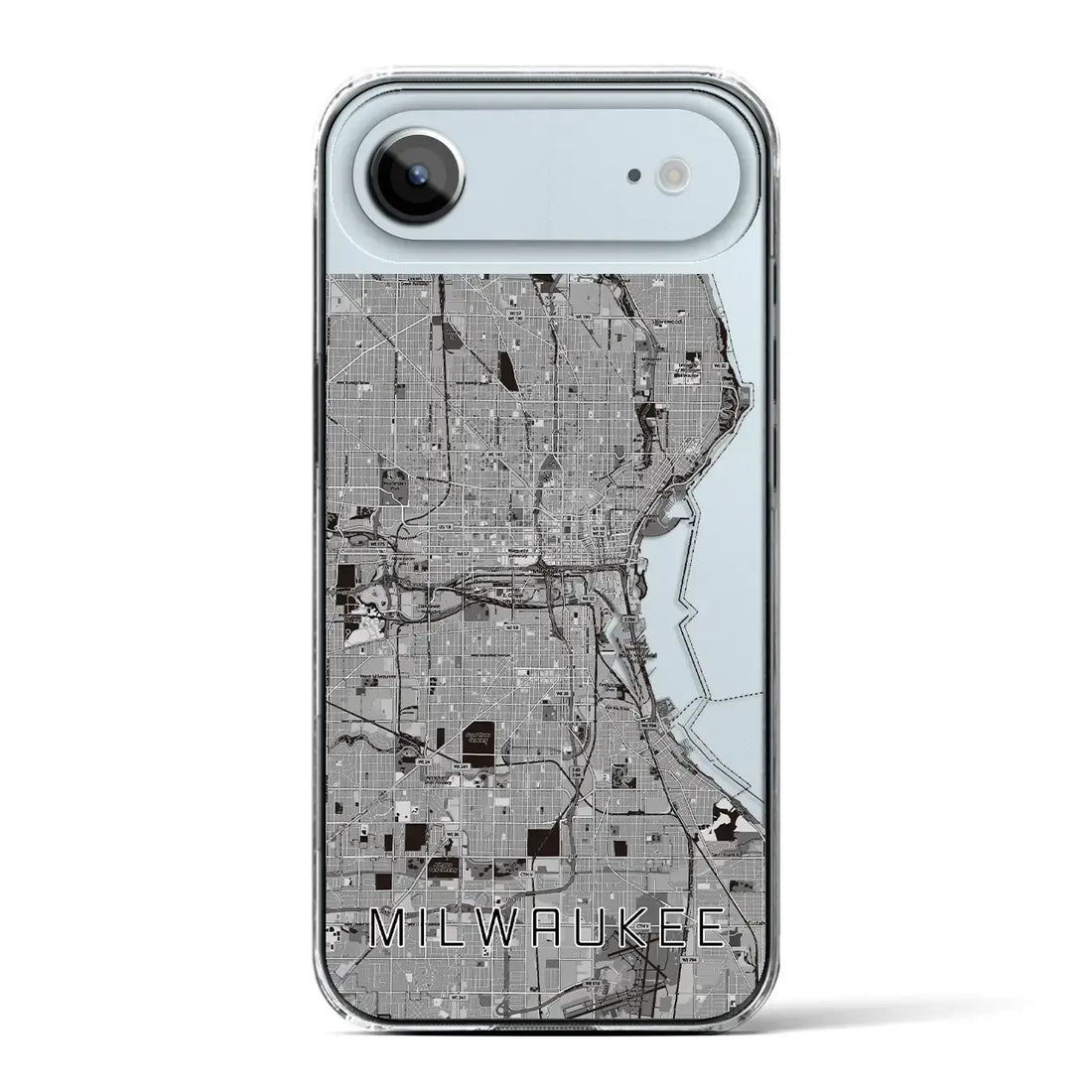 【ミルウォーキー（アメリカ）】地図柄iPhoneケース（クリアタイプ）モノトーン・iPhone 17 Pro Max 用