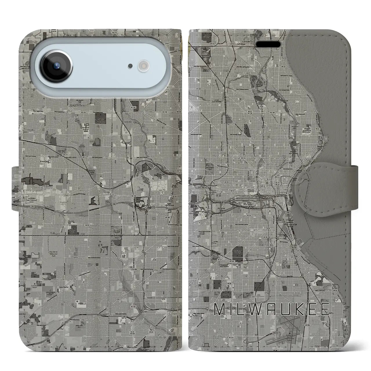 【ミルウォーキー（アメリカ）】地図柄iPhoneケース（手帳タイプ）