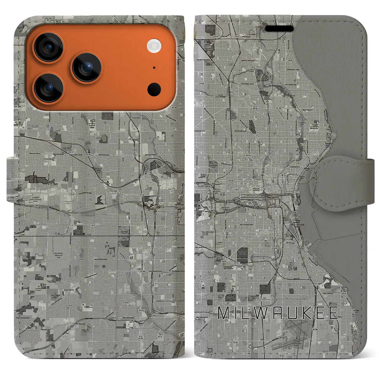 【ミルウォーキー（アメリカ）】地図柄iPhoneケース（手帳タイプ）