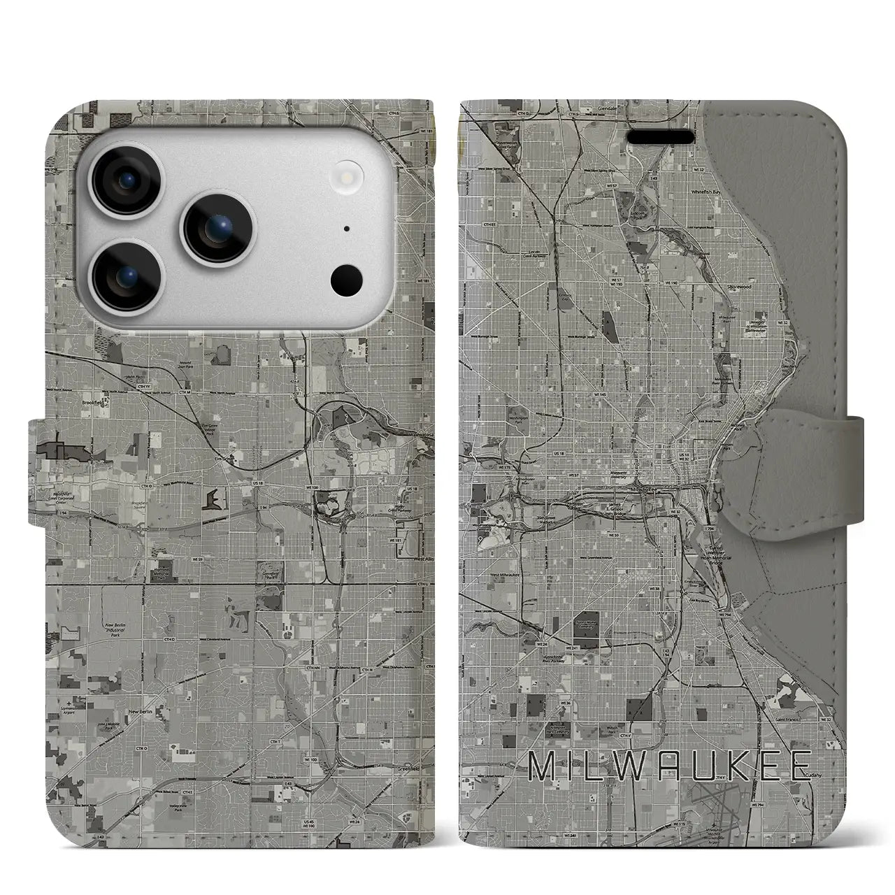 【ミルウォーキー（アメリカ）】地図柄iPhoneケース（手帳タイプ）