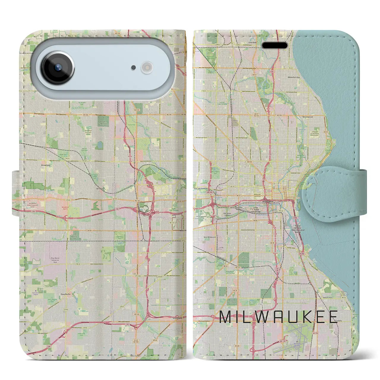 【ミルウォーキー（アメリカ）】地図柄iPhoneケース（手帳タイプ）