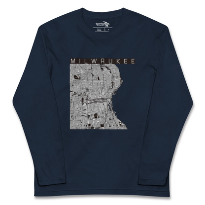 【ミルウォーキー（アメリカ）】地図柄ロングスリーブTシャツ