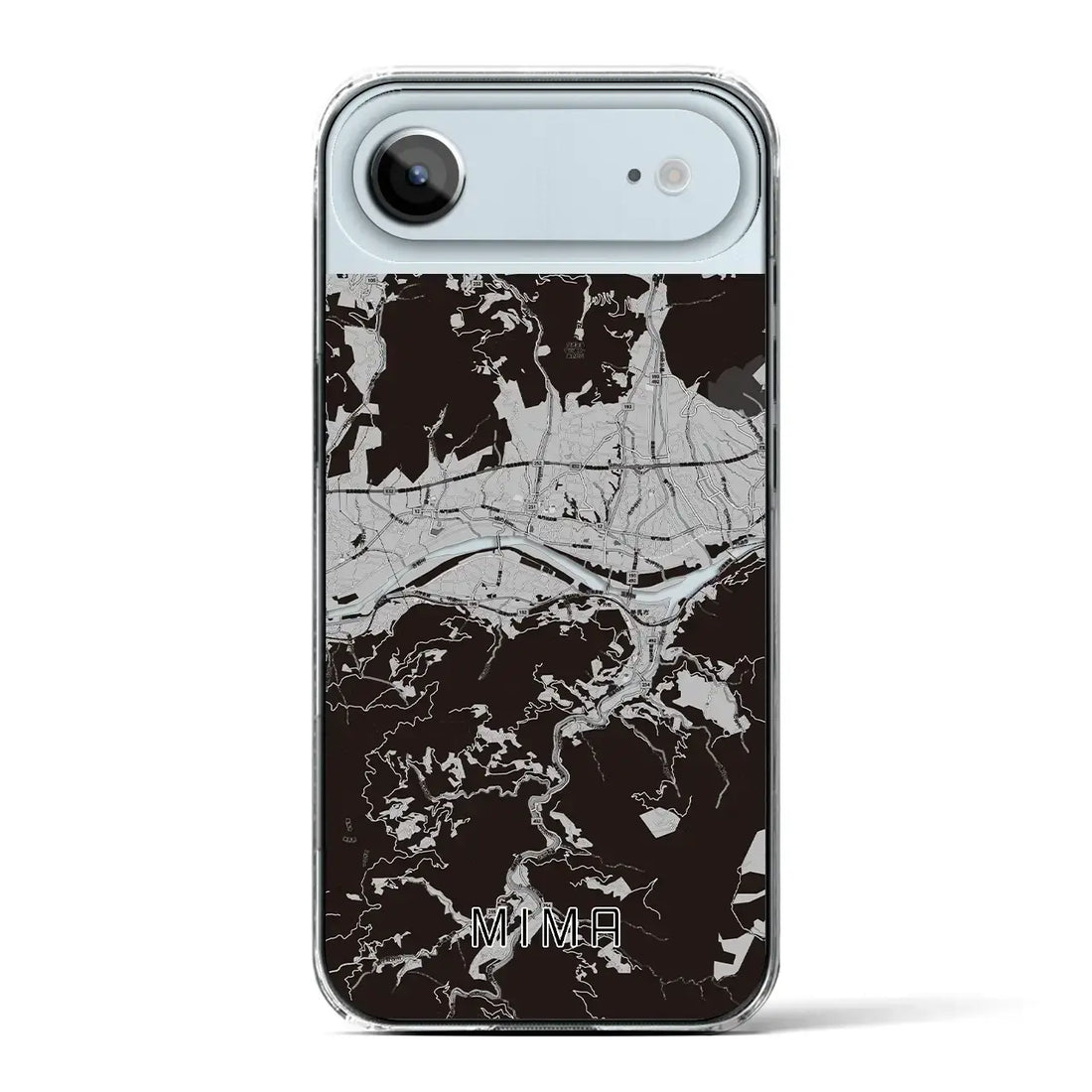 【美馬（徳島県）】地図柄iPhoneケース（クリアタイプ）モノトーン・iPhone 17 Pro Max 用