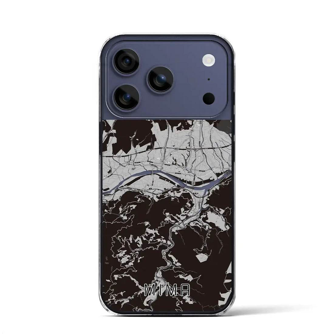 【美馬（徳島県）】地図柄iPhoneケース（クリアタイプ）モノトーン・iPhone 17 Pro Max 用