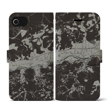 【美馬（徳島県）】地図柄iPhoneケース（手帳タイプ）モノトーン・iPhone SE（第3 / 第2世代） / 8 / 7 / 6s / 6 用