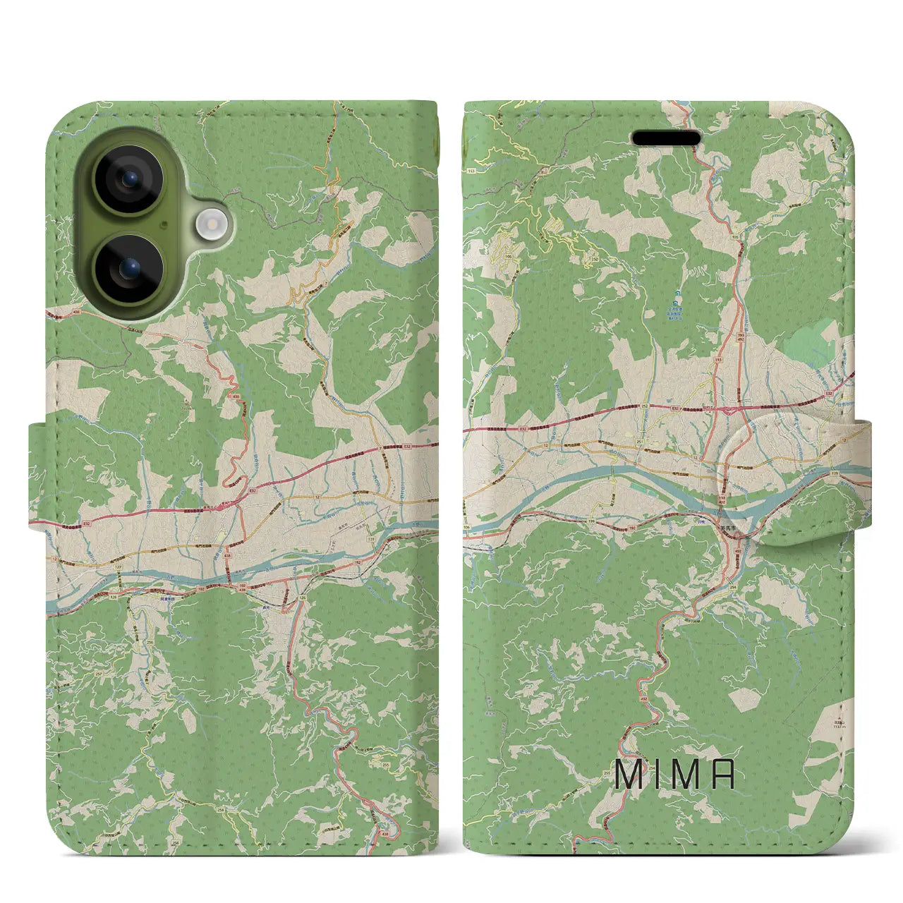 【美馬（徳島県）】地図柄iPhoneケース（手帳タイプ）