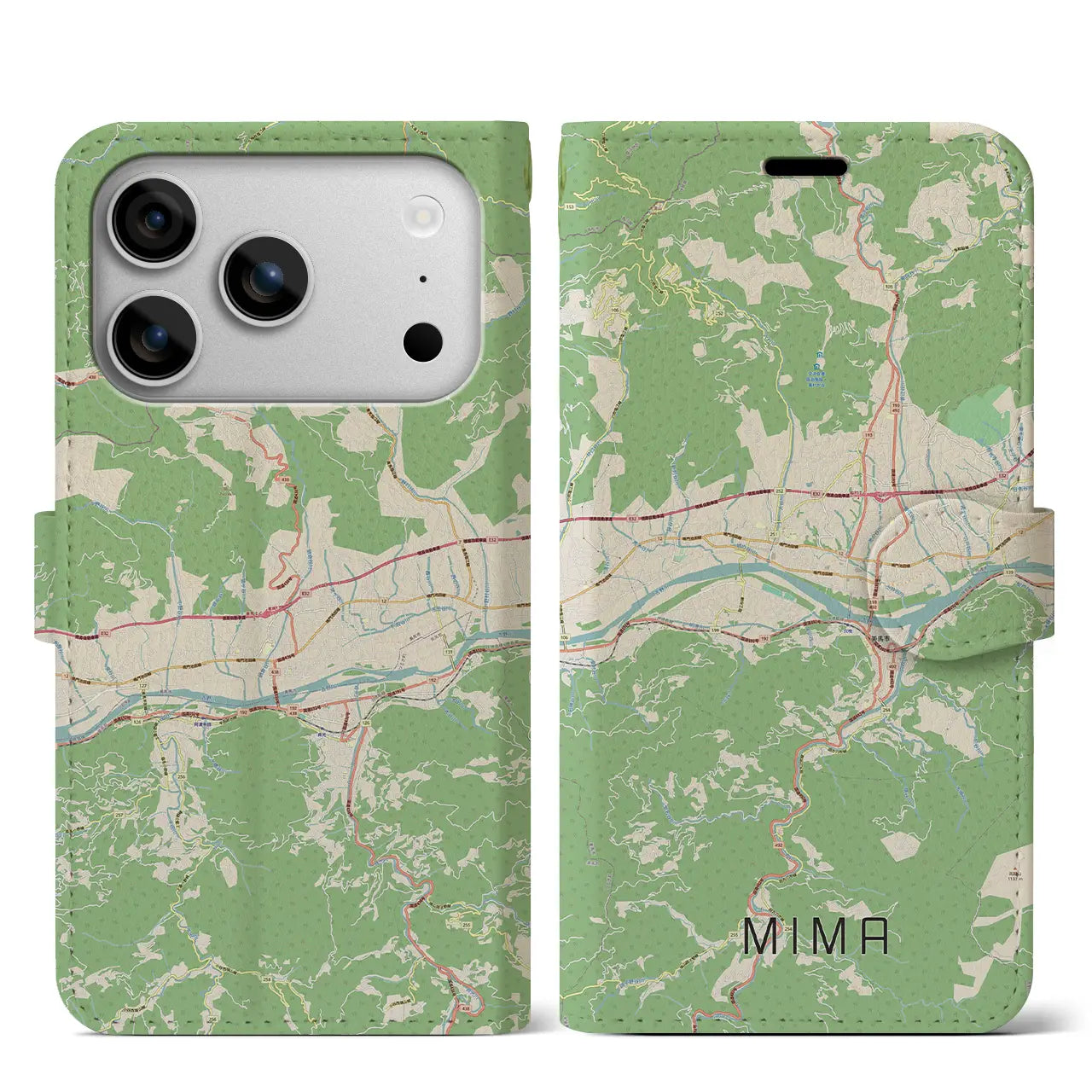 【美馬（徳島県）】地図柄iPhoneケース（手帳タイプ）