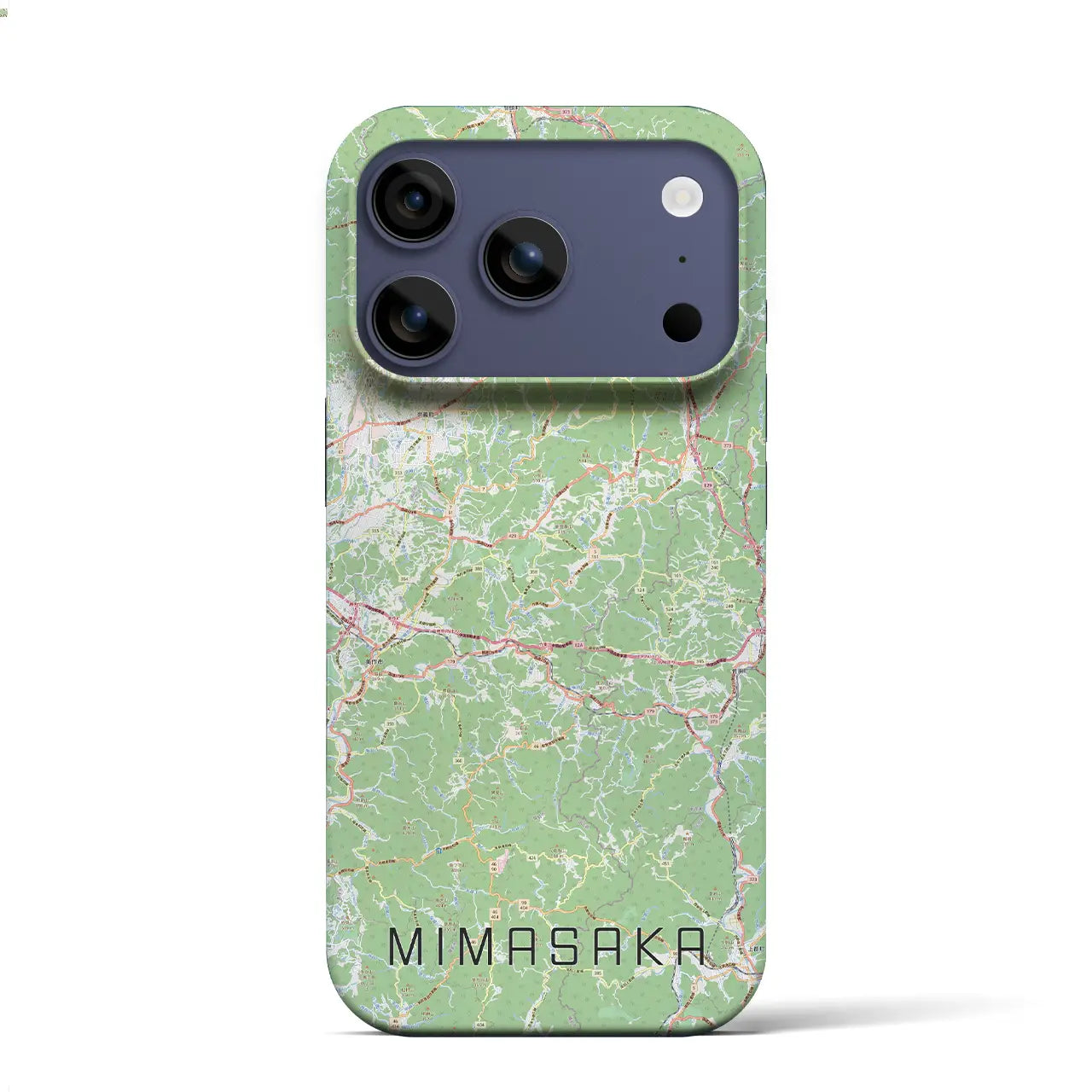 【美作（岡山県）】地図柄iPhoneケース（バックカバータイプ）