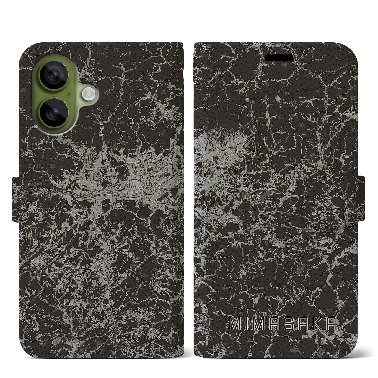 【美作（岡山県）】地図柄iPhoneケース（手帳タイプ）