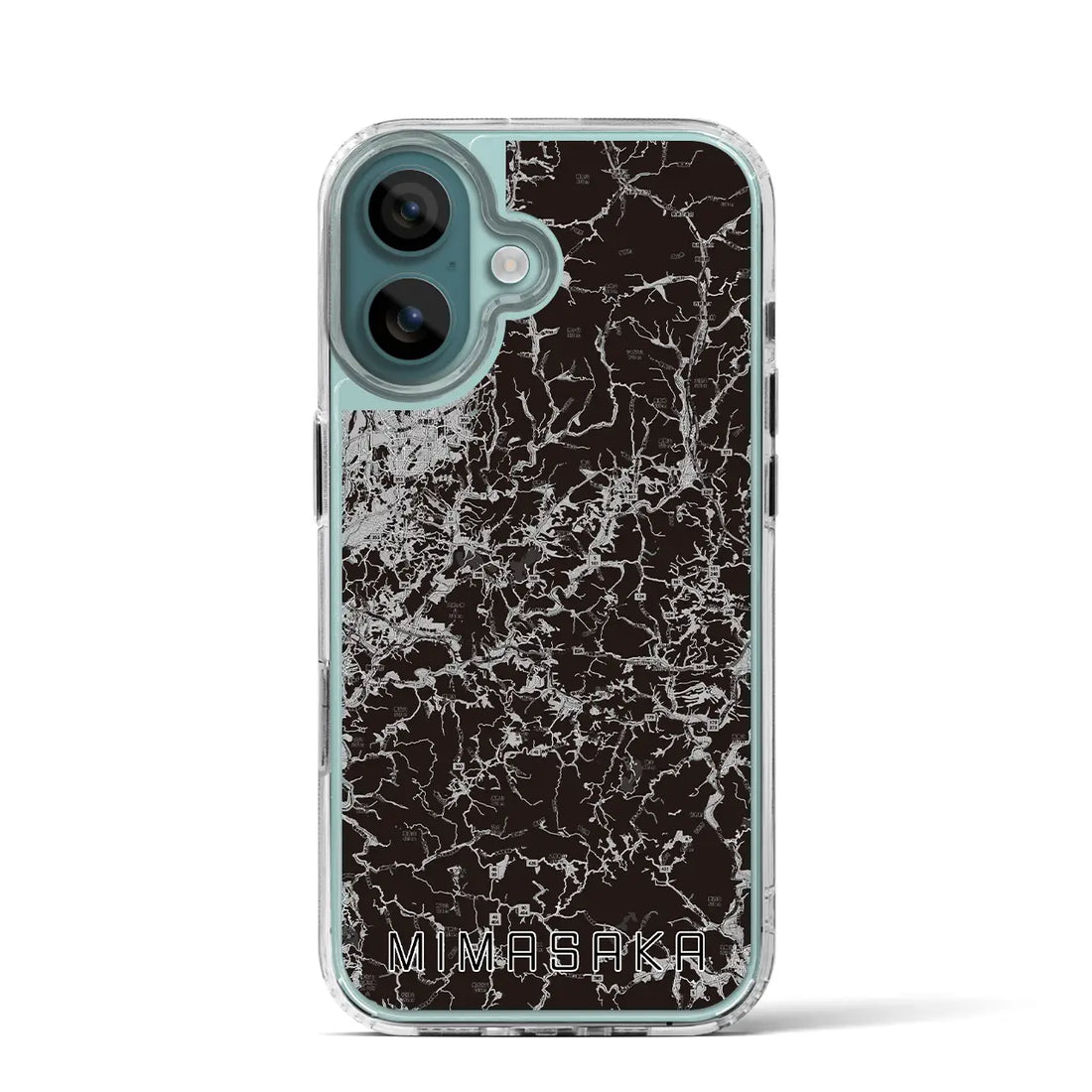 【美作(岡山県)】地図柄iPhoneケース(MagSafeタイプ)モノトーン・iPhone 16 Pro 用