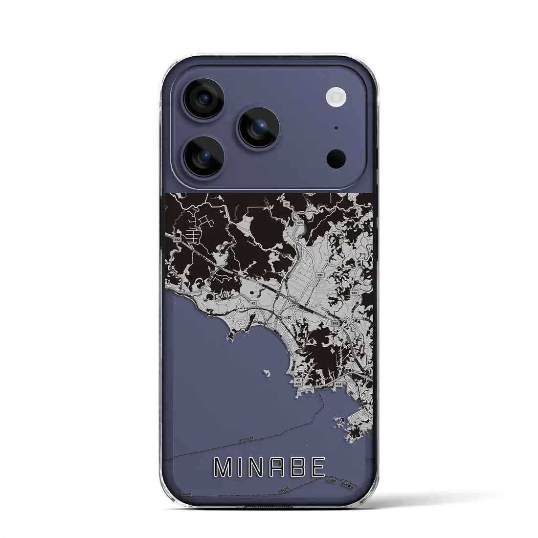 【みなべ（和歌山県）】地図柄iPhoneケース（クリアタイプ）モノトーン・iPhone 17 Pro Max 用