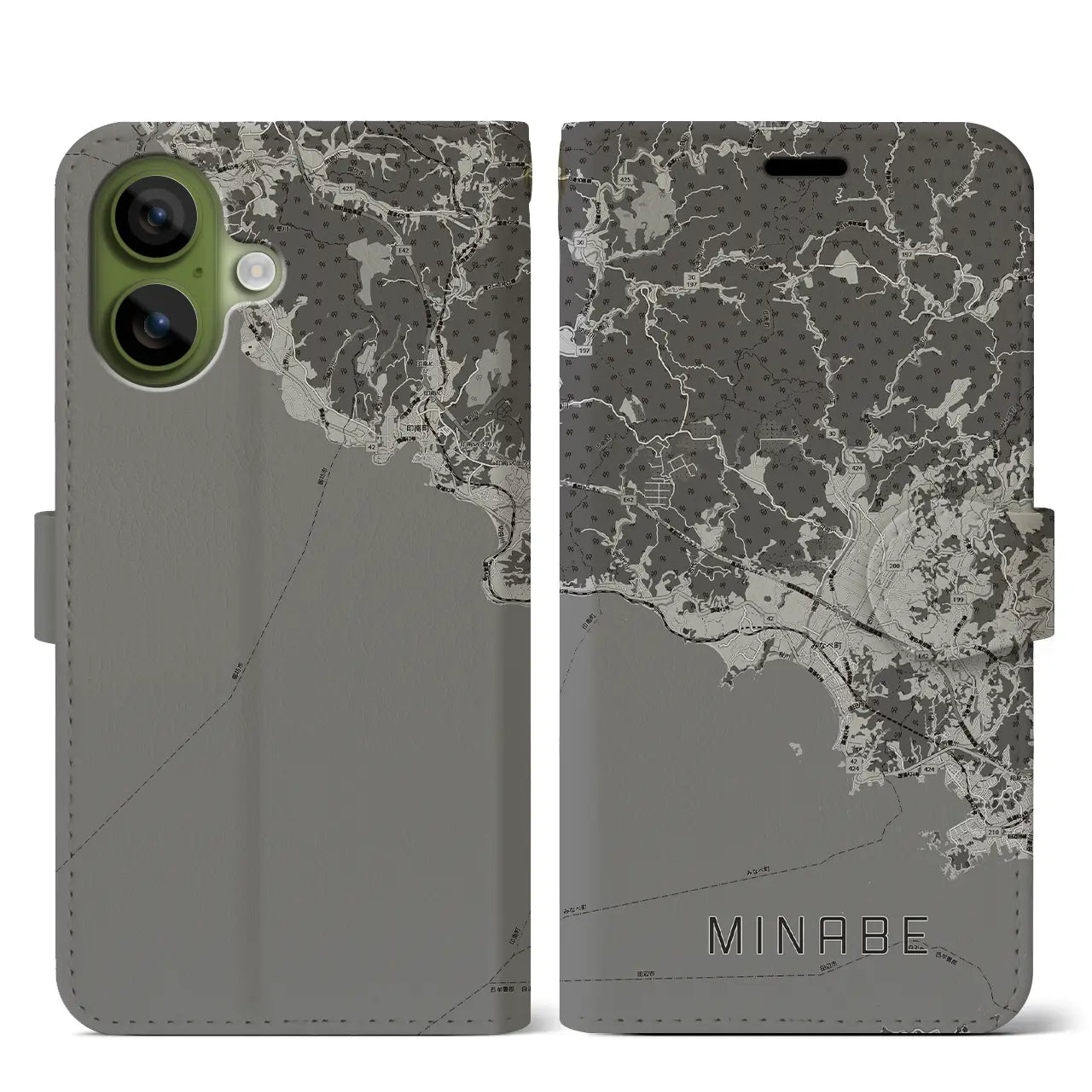 【みなべ（和歌山県）】地図柄iPhoneケース（手帳タイプ）