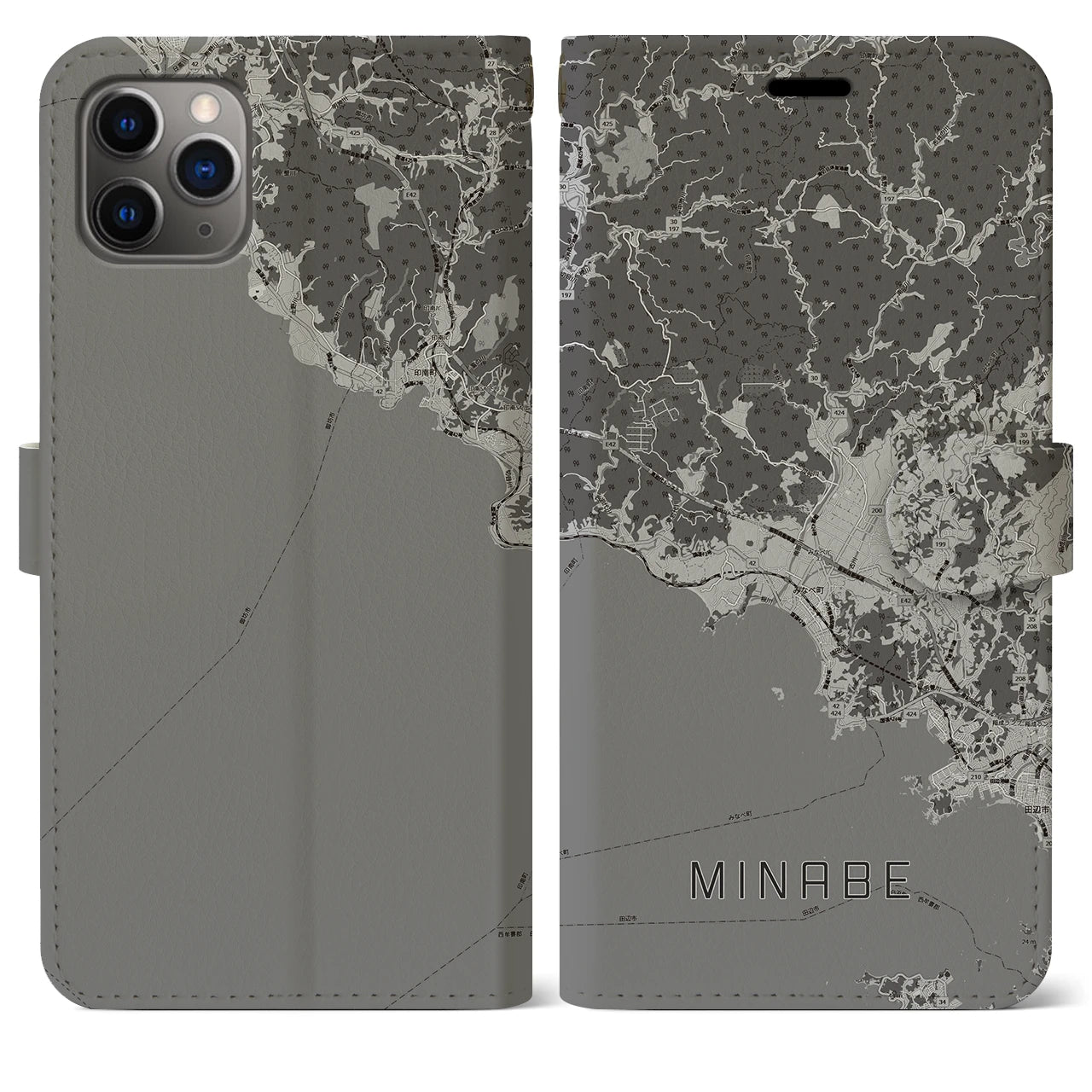 【みなべ（和歌山県）】地図柄iPhoneケース（手帳タイプ）