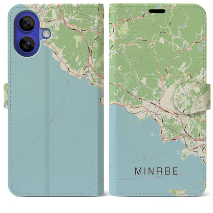 【みなべ（和歌山県）】地図柄iPhoneケース（手帳タイプ）モノトーン・iPhone 16 Pro Max 用