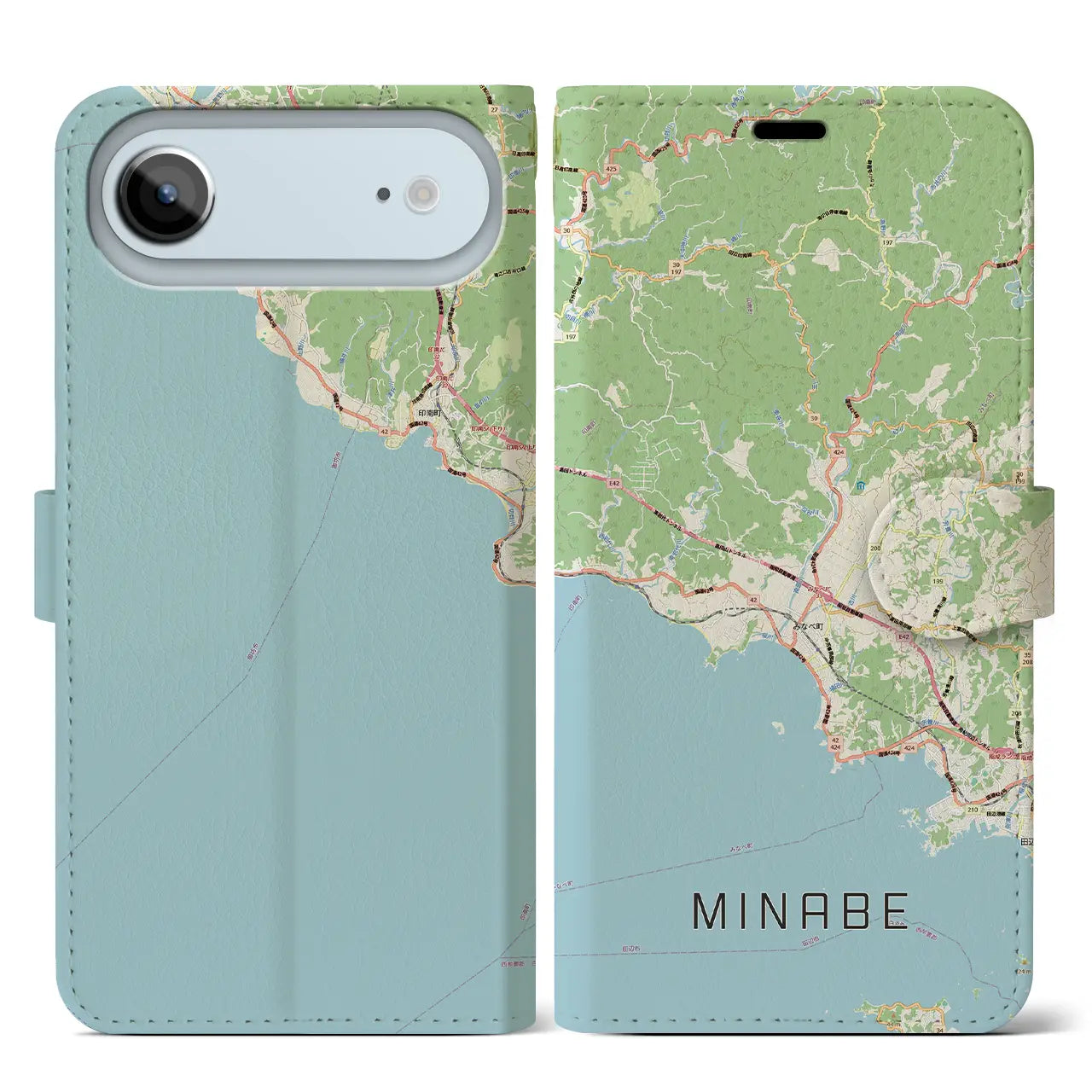 【みなべ（和歌山県）】地図柄iPhoneケース（手帳タイプ）