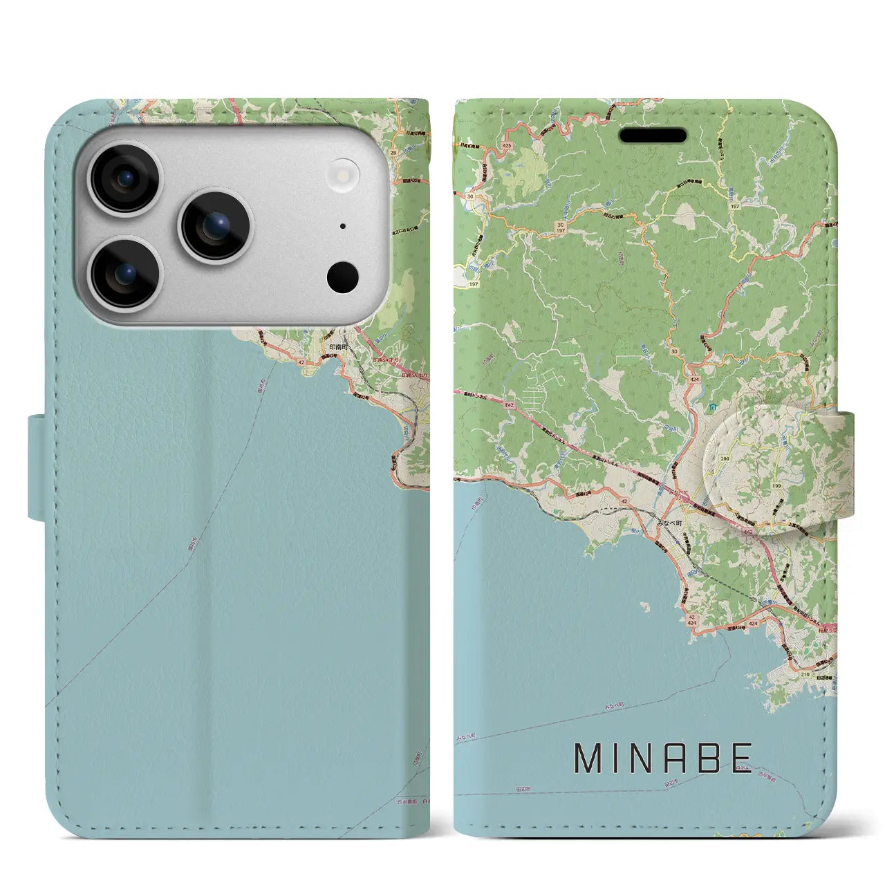 【みなべ（和歌山県）】地図柄iPhoneケース（手帳タイプ）