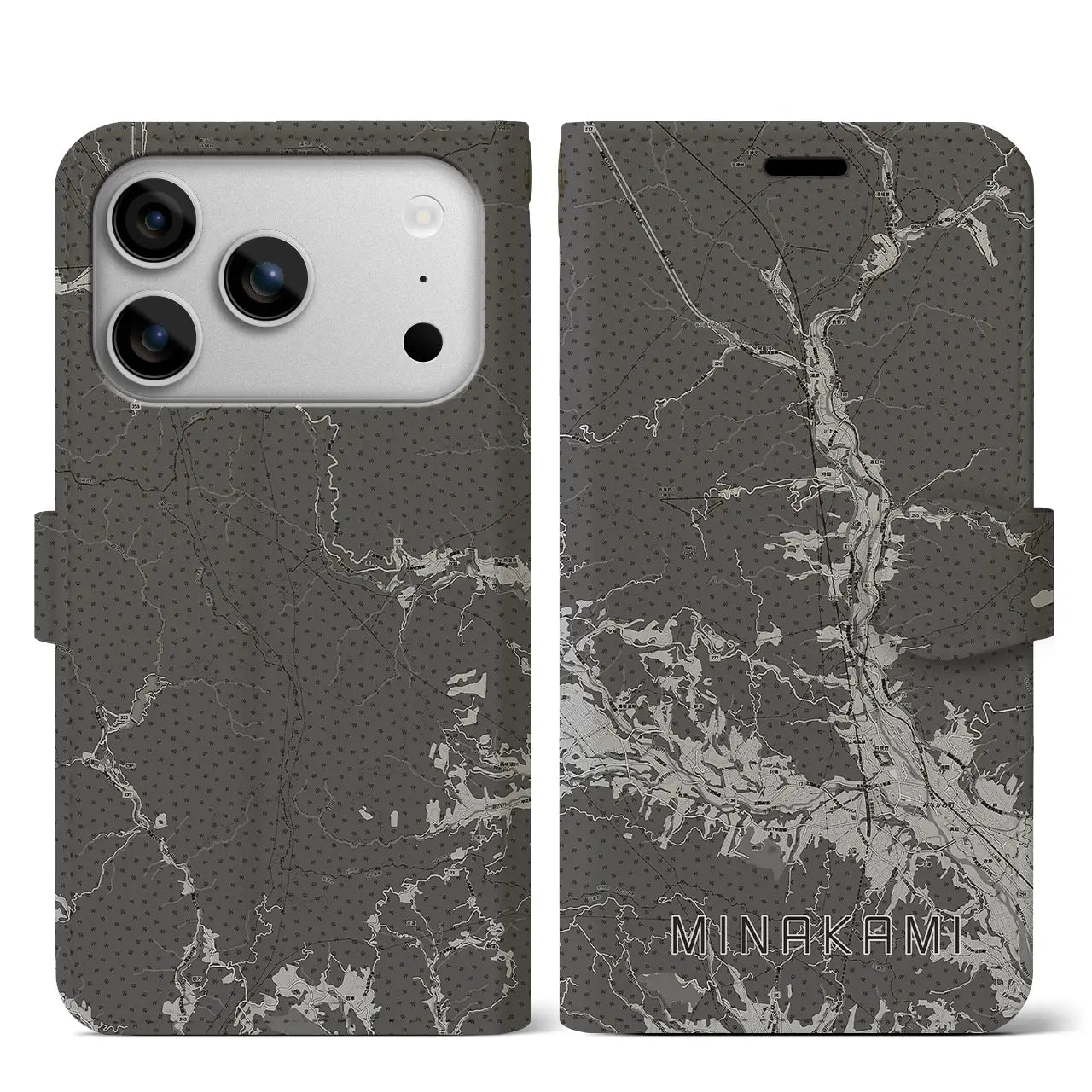 【みなかみ（群馬県）】地図柄iPhoneケース（手帳タイプ）
