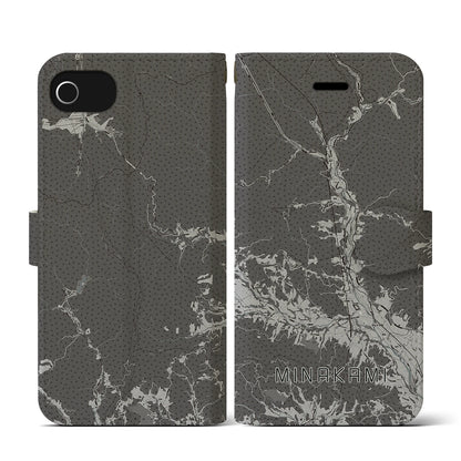 【みなかみ（群馬県）】地図柄iPhoneケース（手帳タイプ）モノトーン・iPhone SE（第3 / 第2世代） / 8 / 7 / 6s / 6 用