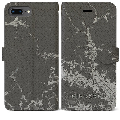 【みなかみ（群馬県）】地図柄iPhoneケース（手帳タイプ）モノトーン・iPhone 8Plus /7Plus / 6sPlus / 6Plus 用