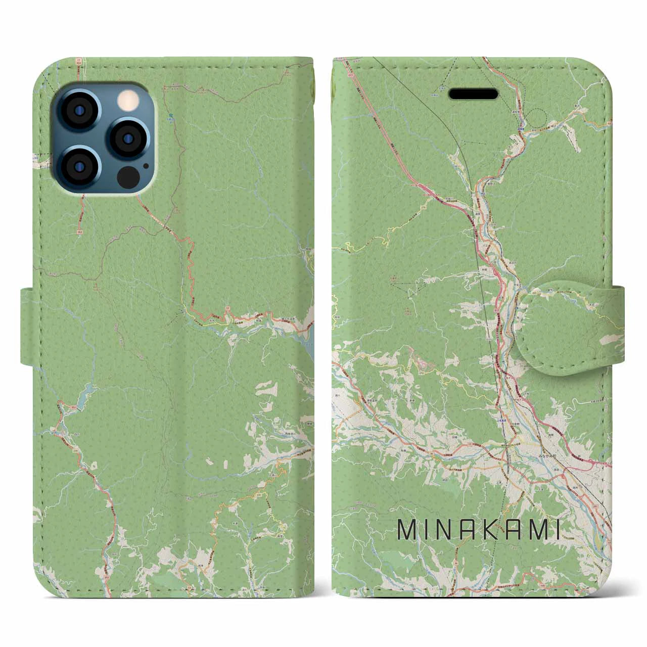 【みなかみ（群馬県）】地図柄iPhoneケース（手帳タイプ）