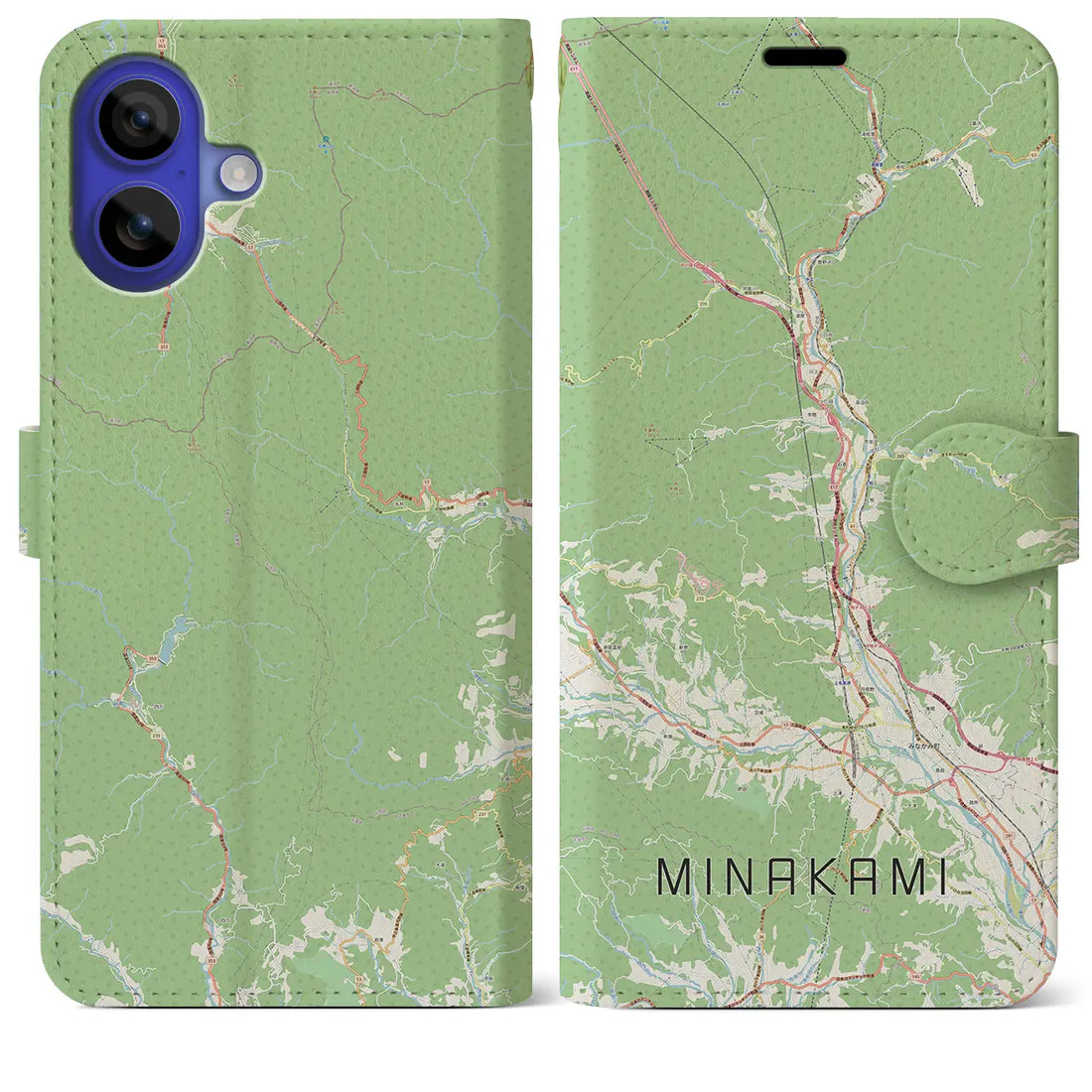 【みなかみ(群馬県)】地図柄iPhoneケース(手帳タイプ)ナチュラル・iPhone 16 Pro Max 用