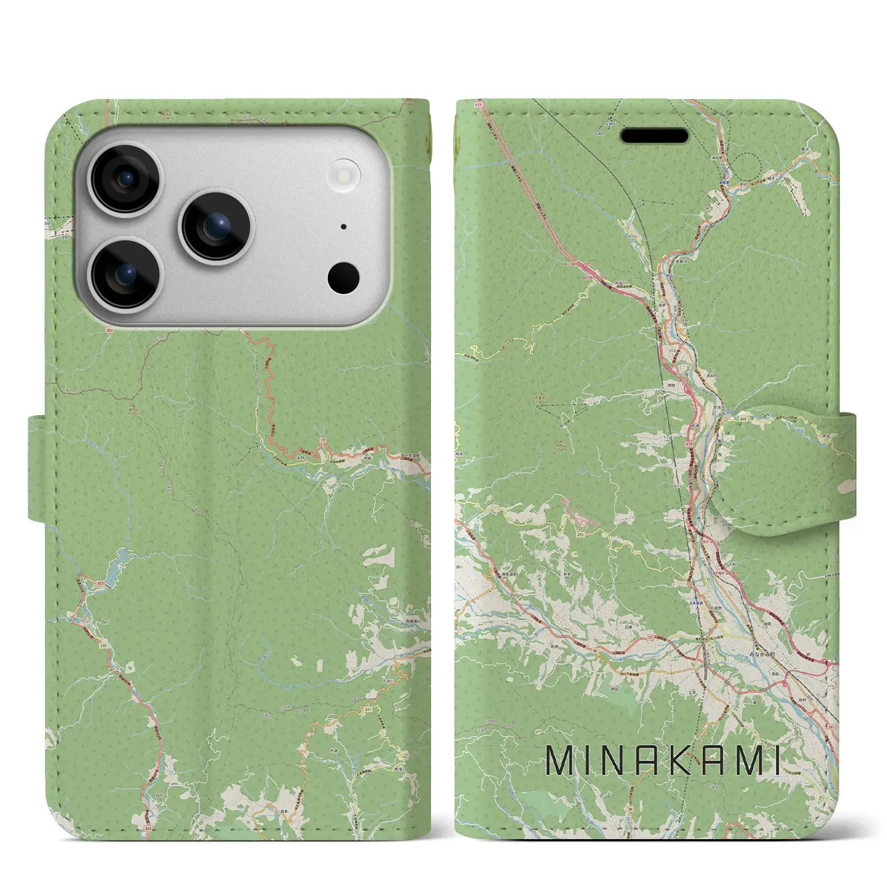 【みなかみ（群馬県）】地図柄iPhoneケース（手帳タイプ）
