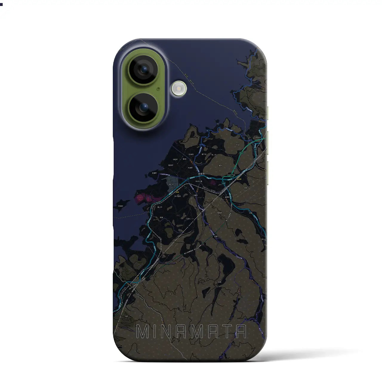 【水俣（熊本県）】地図柄iPhoneケース（バックカバータイプ）