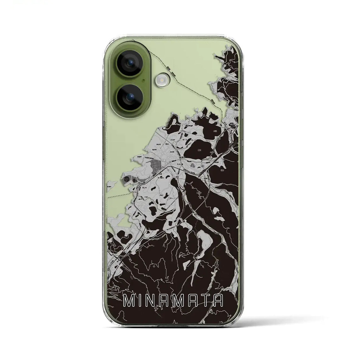 【水俣（熊本県）】地図柄iPhoneケース（クリアタイプ）モノトーン・iPhone 17 Pro Max 用