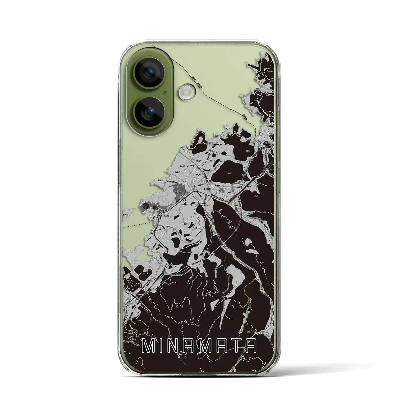 【水俣（熊本県）】地図柄iPhoneケース（クリアタイプ）モノトーン・iPhone 17 Pro Max 用
