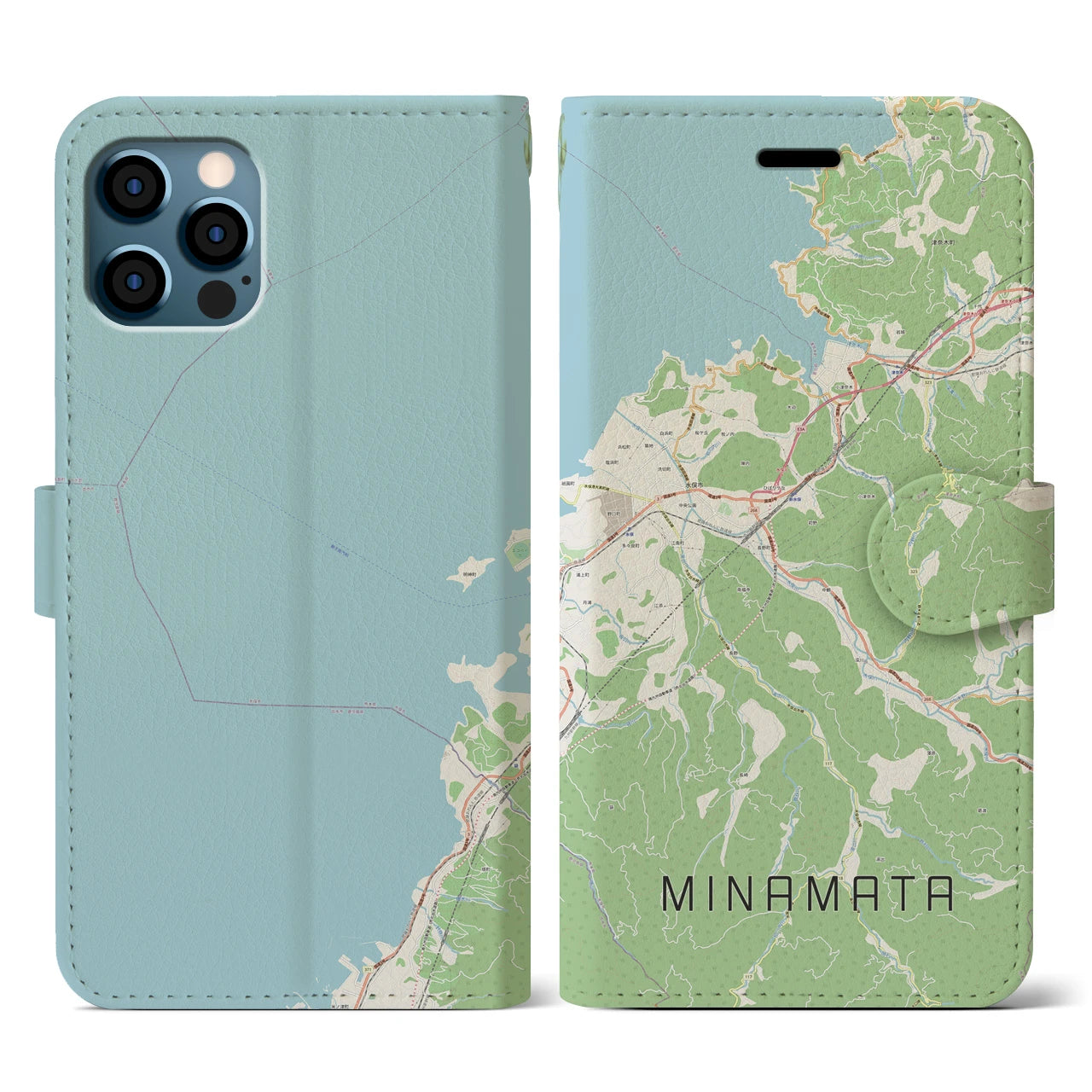 【水俣（熊本県）】地図柄iPhoneケース（手帳タイプ）