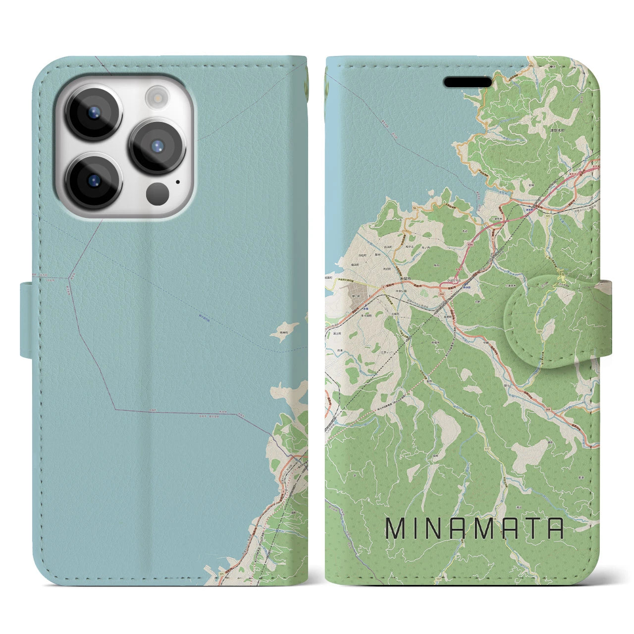 【水俣（熊本県）】地図柄iPhoneケース（手帳タイプ）