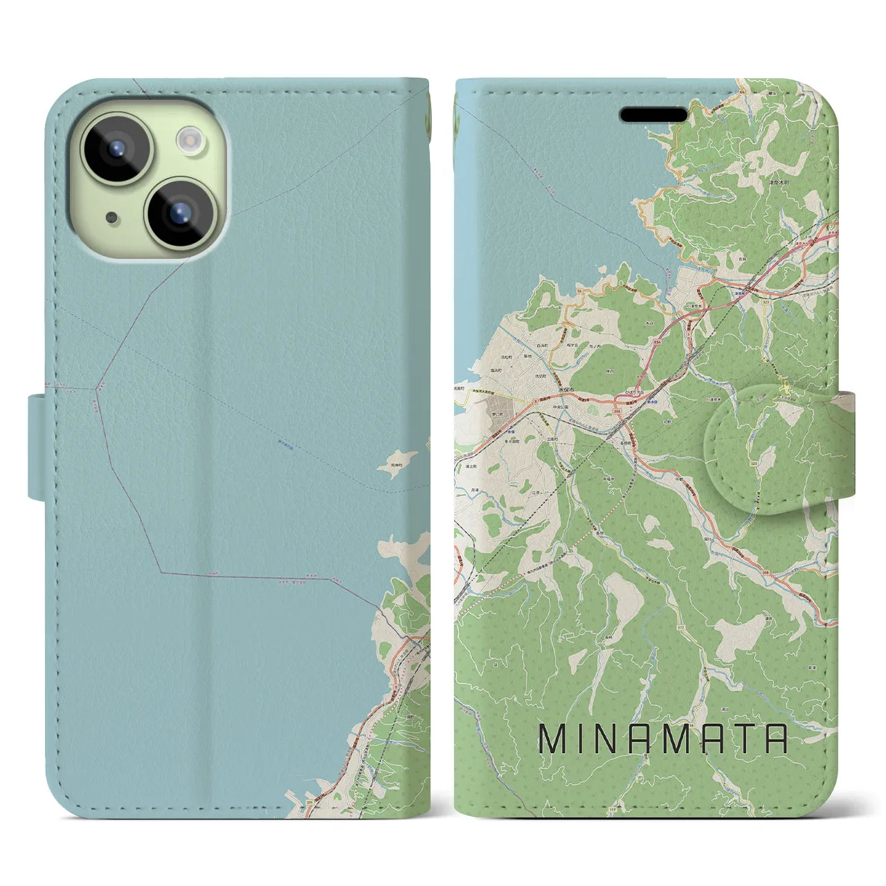 【水俣（熊本県）】地図柄iPhoneケース（手帳タイプ）