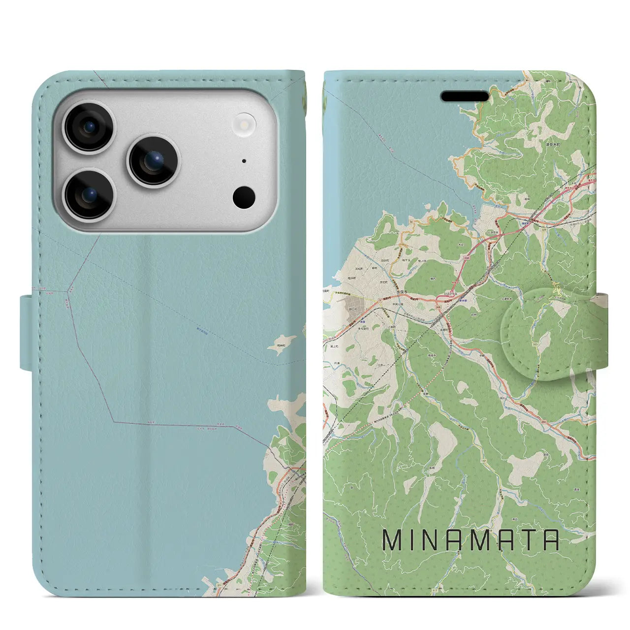 【水俣（熊本県）】地図柄iPhoneケース（手帳タイプ）